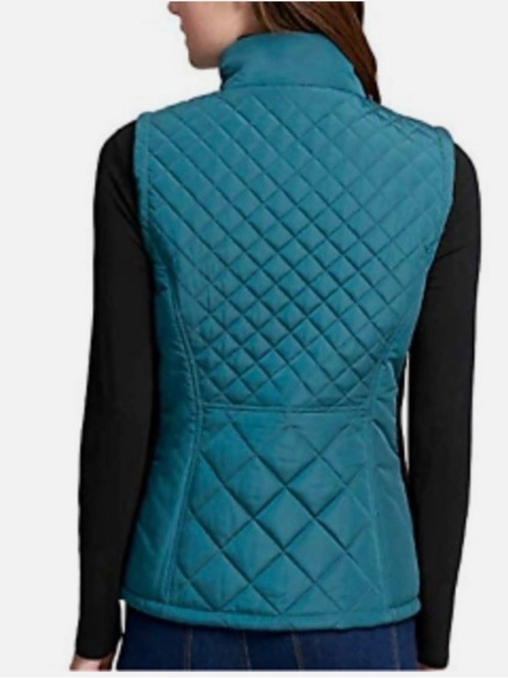 Andrew Marc Quilted Vest | Ribbed Knit Side Panels | Teal | Size L | NWT - Picture 9 of 10
